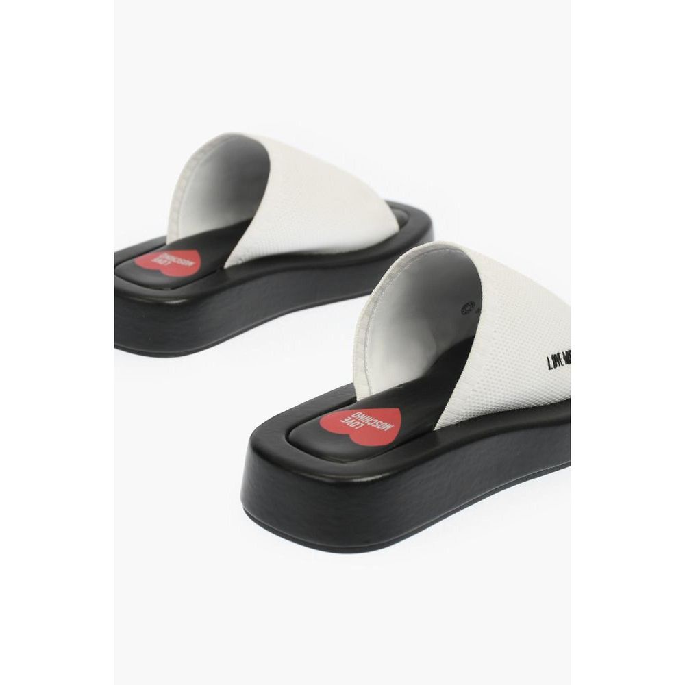 Moschino Black And White Leather Slides