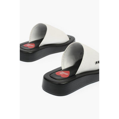 Moschino Black And White Leather Slides