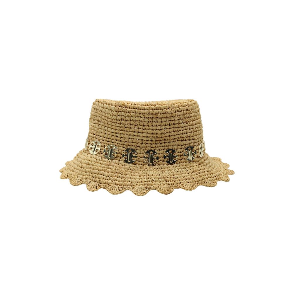 Paco Rabanne Beige Vegetable Fiber  Bucket Hat