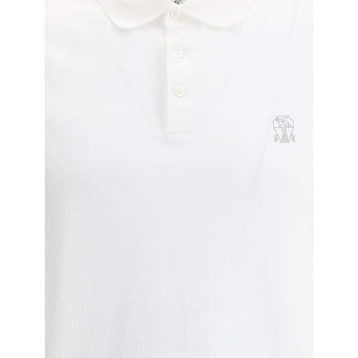 Brunello Cucinelli White Cotton Polo Shirt