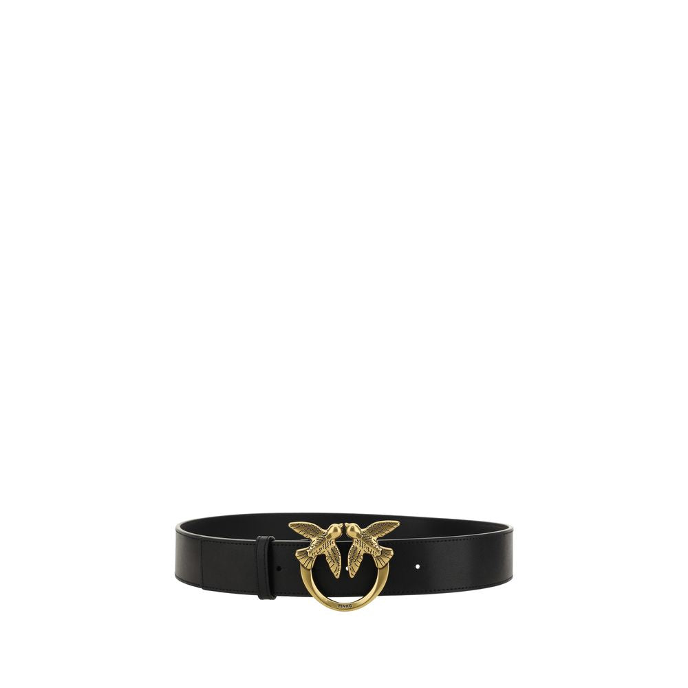 PINKO Black Calf Leather Bos Taurus Belt