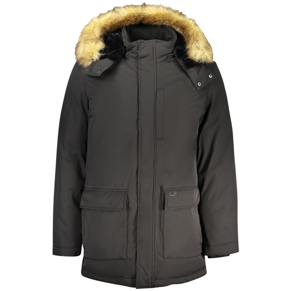 Guess Jeans Black Polyester Mens Jacket