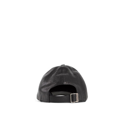 Saint Laurent Black Lamb Leather Cap (Baseball Hat)