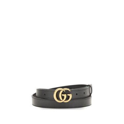 Gucci Black Calf Leather Bos Taurus Thin Belt