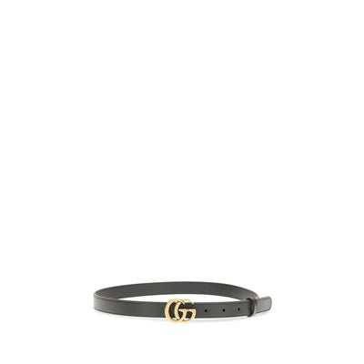 Gucci Black Calf Leather Bos Taurus Thin Belt
