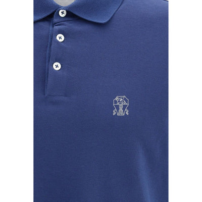 Brunello Cucinelli Blue Cotton Polo Shirt