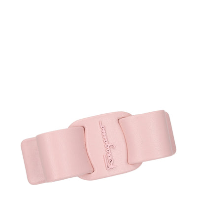 Salvatore Ferragamo Pink Leather Hair Clip