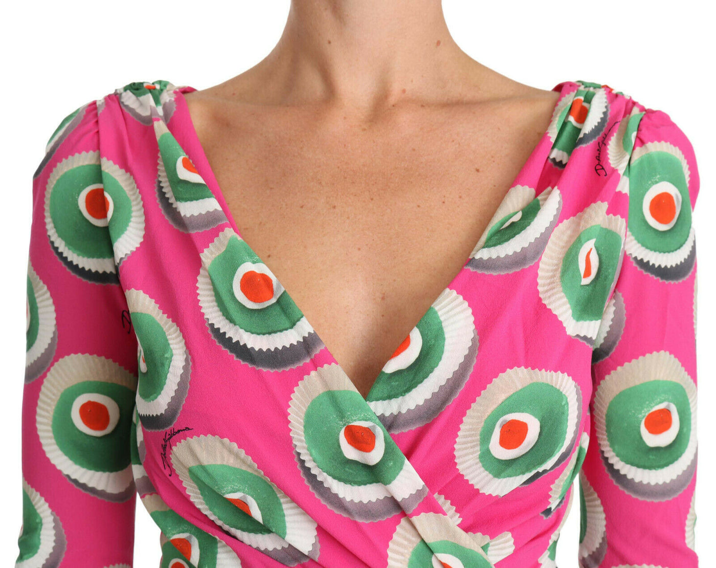 Robe fourreau extensible en soie rose Cup Cake de Dolce &amp; Gabbana