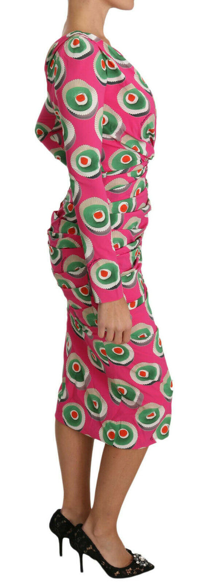 Robe fourreau extensible en soie rose Cup Cake de Dolce &amp; Gabbana