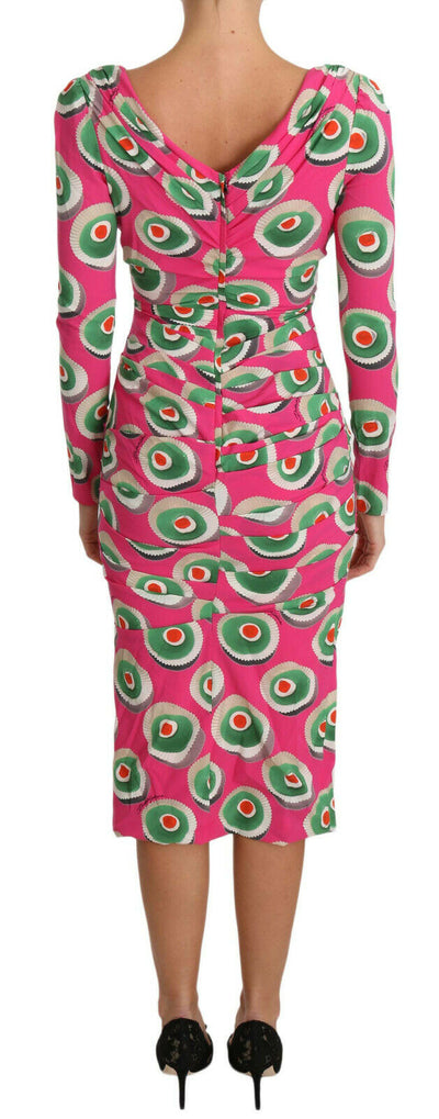 Robe fourreau extensible en soie rose Cup Cake de Dolce &amp; Gabbana