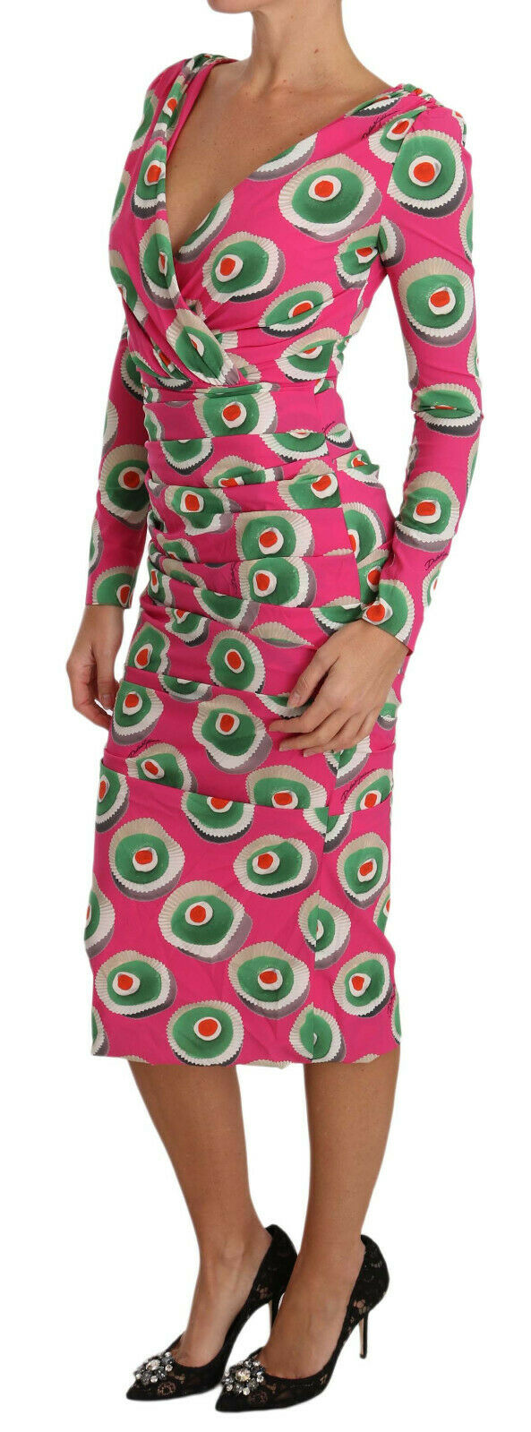 Robe fourreau extensible en soie rose Cup Cake de Dolce &amp; Gabbana