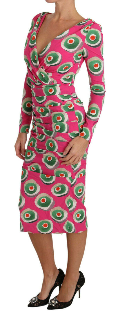 Robe fourreau extensible en soie rose Cup Cake de Dolce &amp; Gabbana