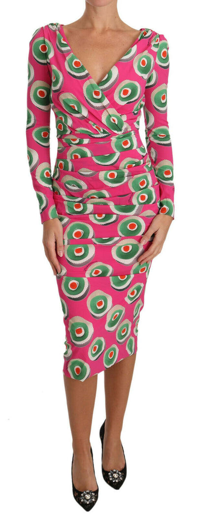 Robe fourreau extensible en soie rose Cup Cake de Dolce &amp; Gabbana