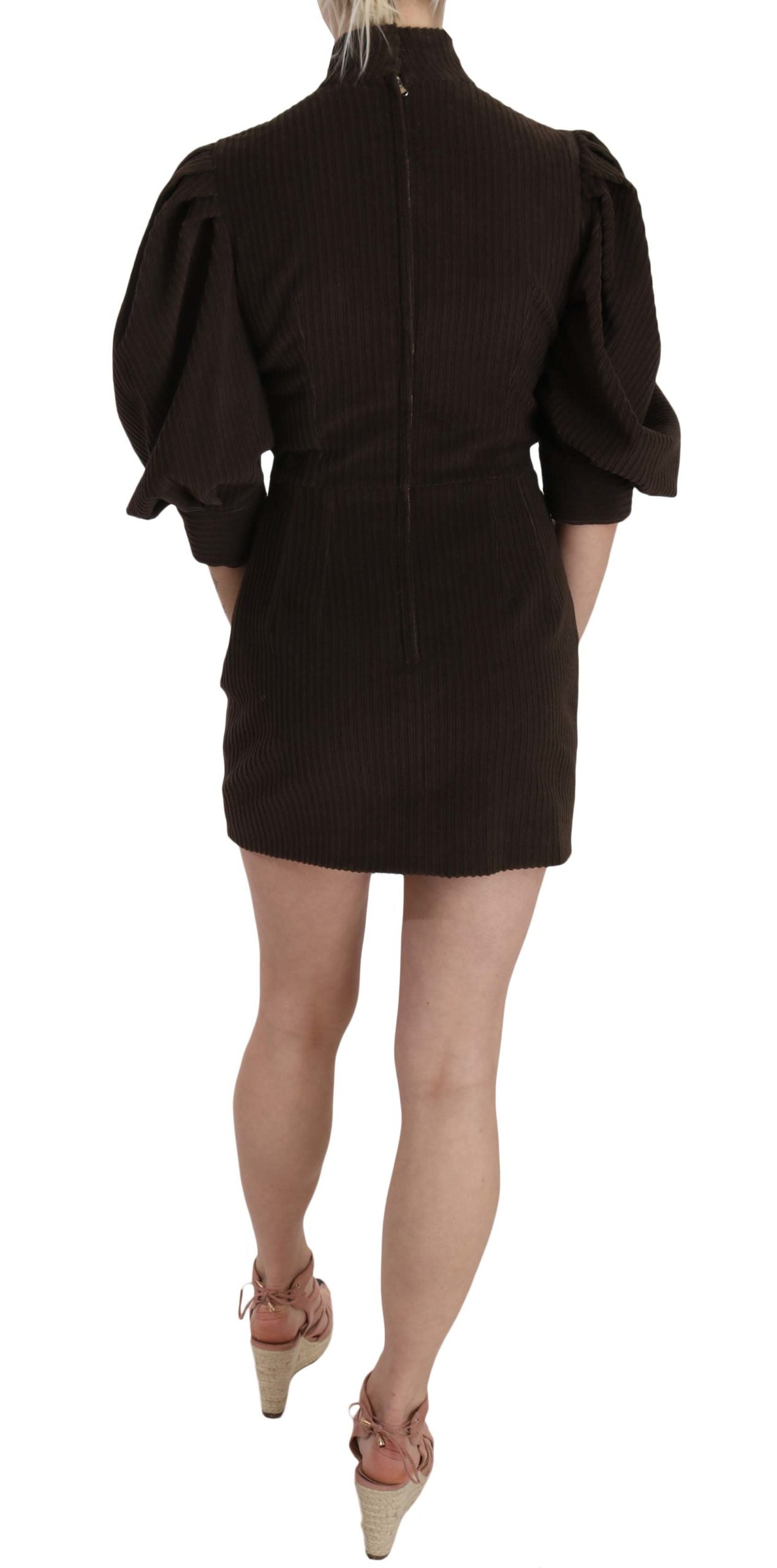 Mini-robe moulante en velours côtelé marron Dolce &amp; Gabbana