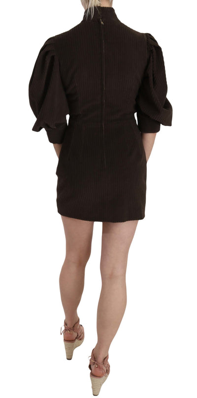 Mini-robe moulante en velours côtelé marron Dolce &amp; Gabbana