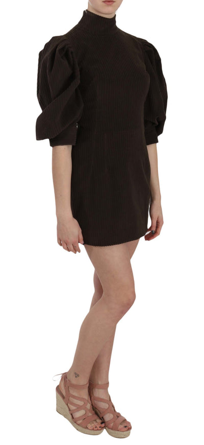 Mini-robe moulante en velours côtelé marron Dolce &amp; Gabbana