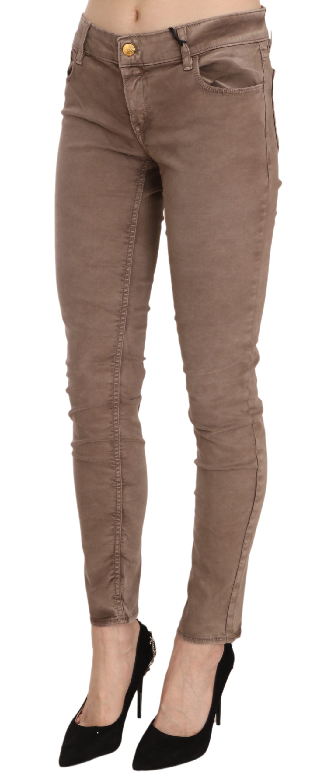 CYCLE Bruine Lage Taille Slim Fit Skinny Broek