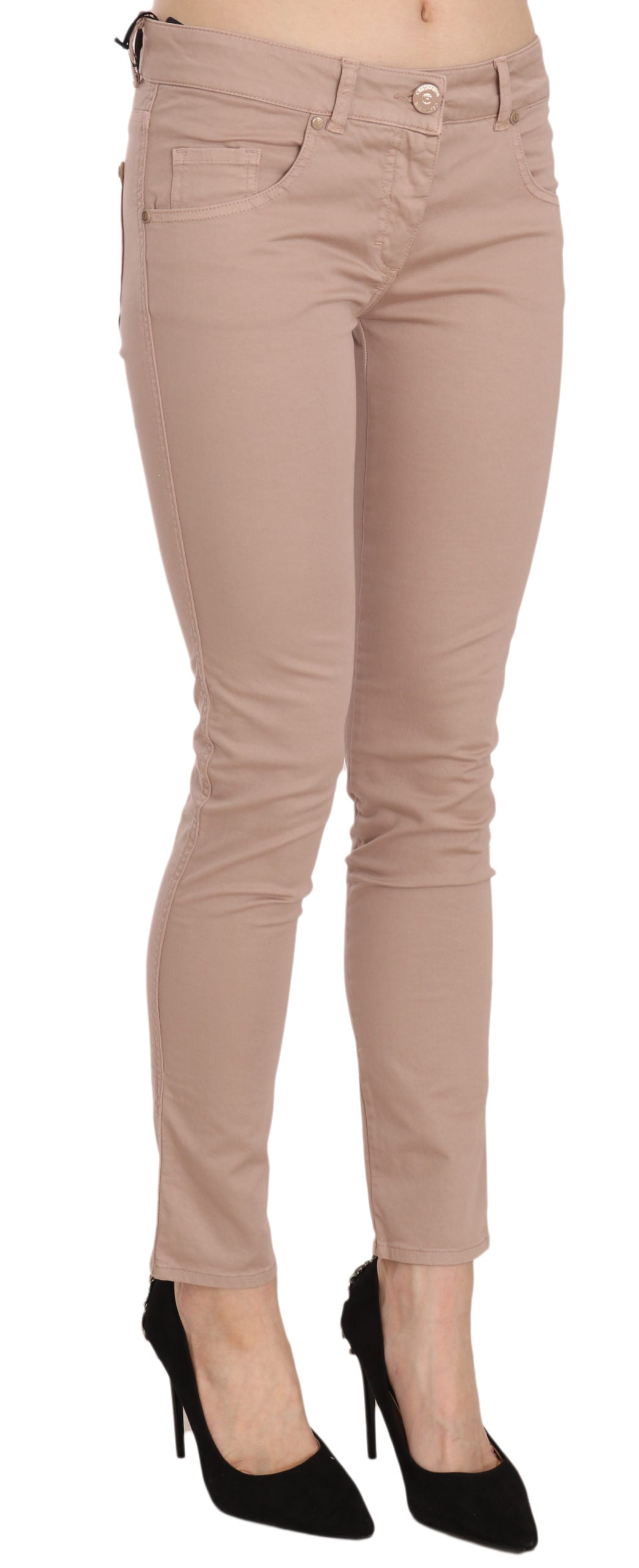 CRISTINAEFFE Bruine lage taille slim fit skinny katoenen broek