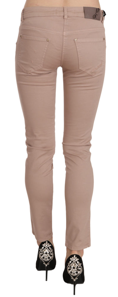 CRISTINAEFFE Bruine lage taille slim fit skinny katoenen broek