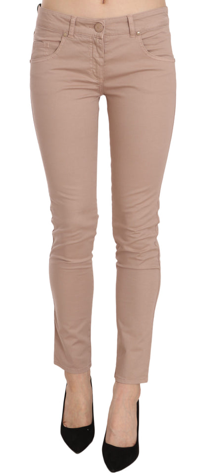 CRISTINAEFFE Bruine lage taille slim fit skinny katoenen broek