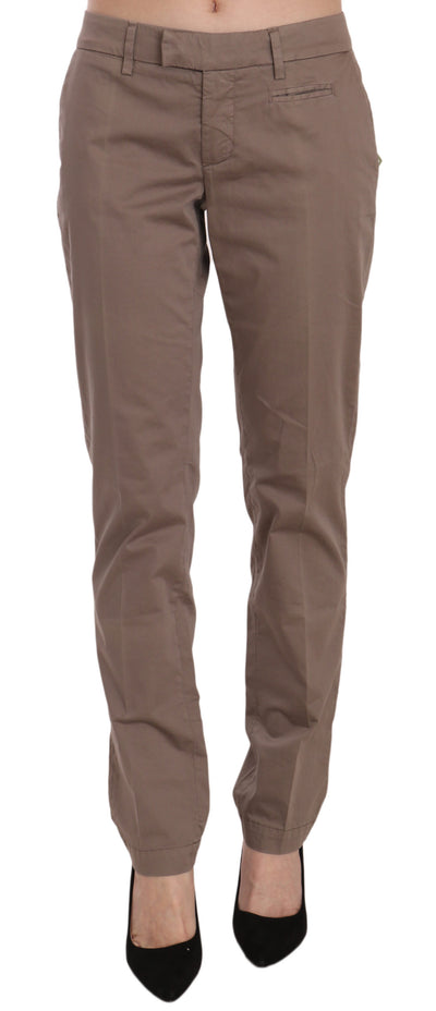 Dondup Bruine Lage Taille Rechte Broek