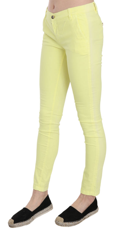 PINKO Gele katoenen stretch lage taille skinny casual broek