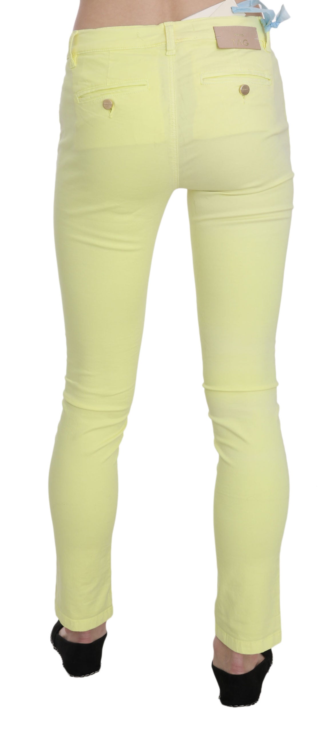PINKO Gele katoenen stretch lage taille skinny casual broek