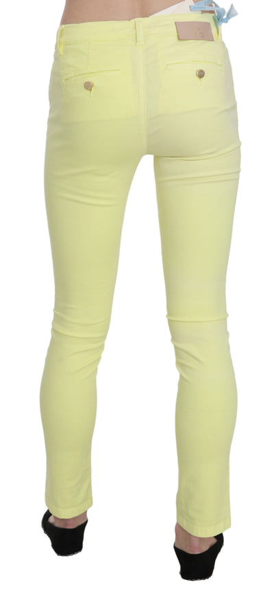 PINKO Gele katoenen stretch lage taille skinny casual broek