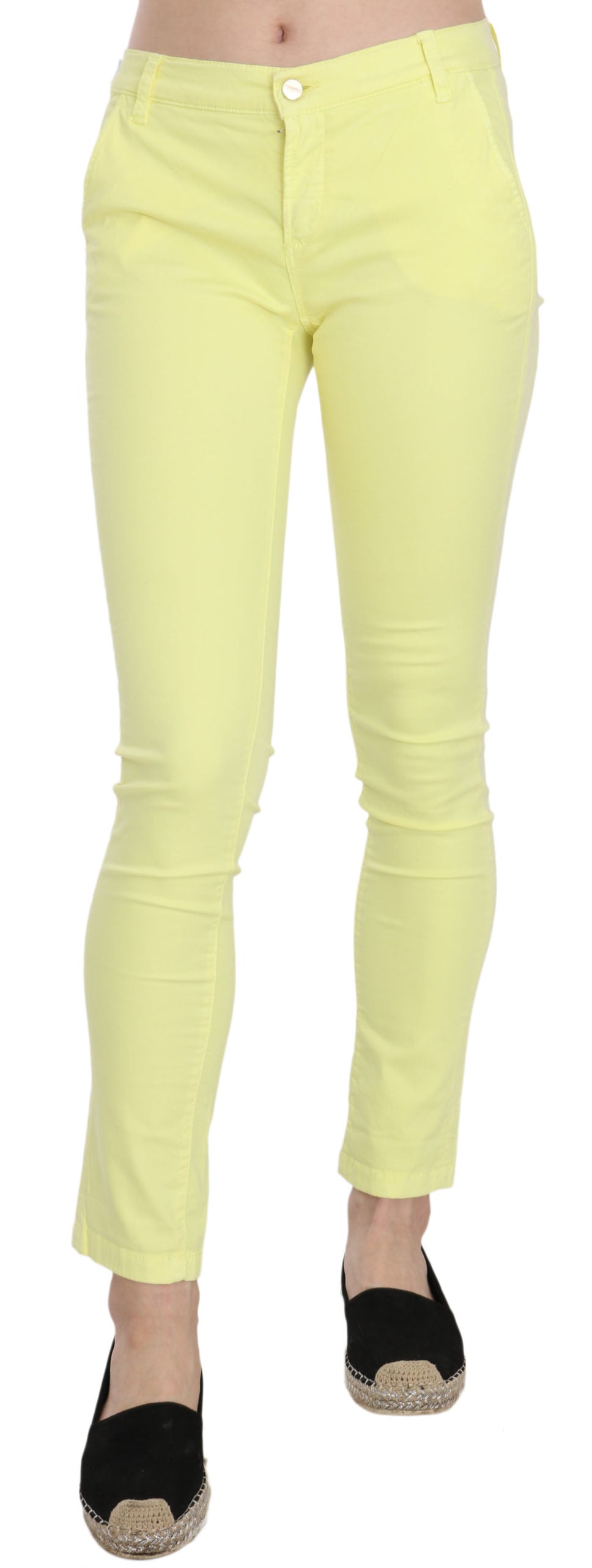 PINKO Gele katoenen stretch lage taille skinny casual broek
