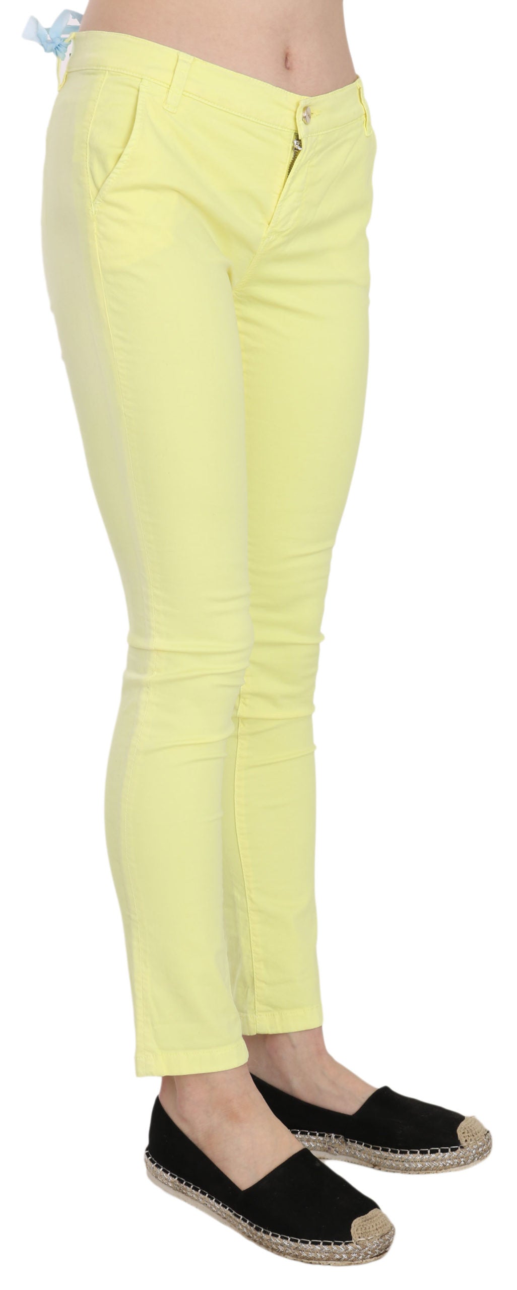 PINKO Gele katoenen stretch lage taille skinny casual broek