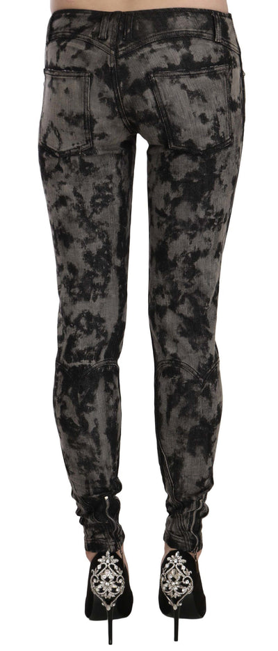 Just Cavalli Zwart Grijs Vervaagde Lage Taille Skinny Denim Broek Jeans