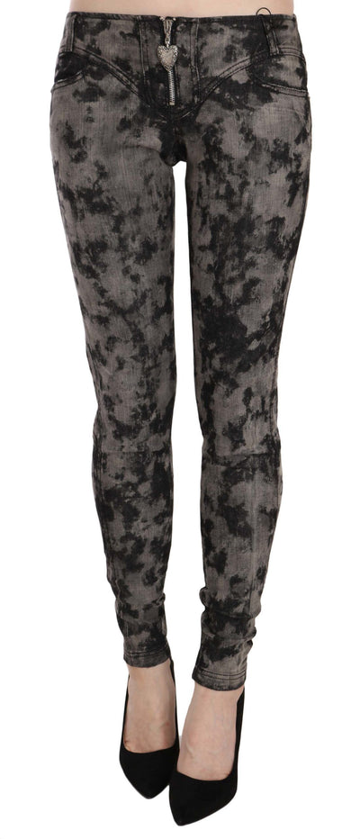 Just Cavalli Zwart Grijs Vervaagde Lage Taille Skinny Denim Broek Jeans