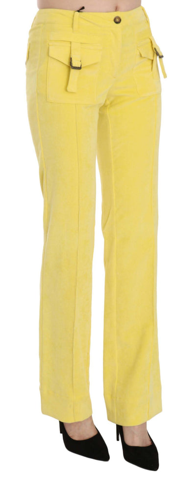 Just Cavalli Gele Corduroy Mid Waist Rechte Broek