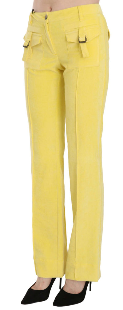 Just Cavalli Gele Corduroy Mid Waist Rechte Broek