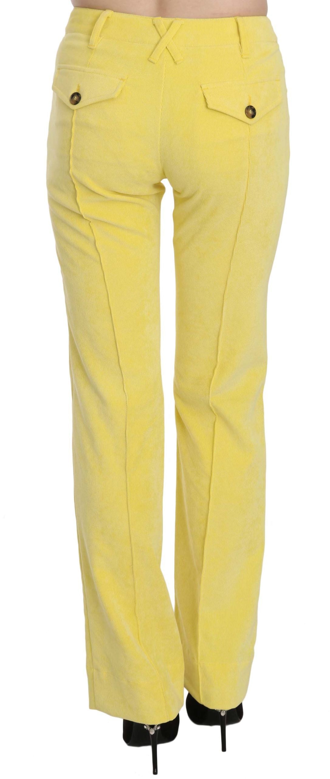 Just Cavalli Gele Corduroy Mid Waist Rechte Broek