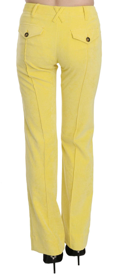 Just Cavalli Gele Corduroy Mid Waist Rechte Broek