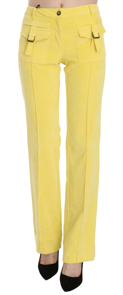 Just Cavalli Gele Corduroy Mid Waist Rechte Broek