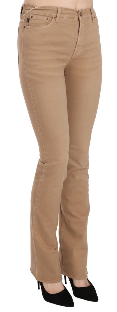 Just Cavalli Bruine Katoenen Stretch Mid Waist Skinny Broek
