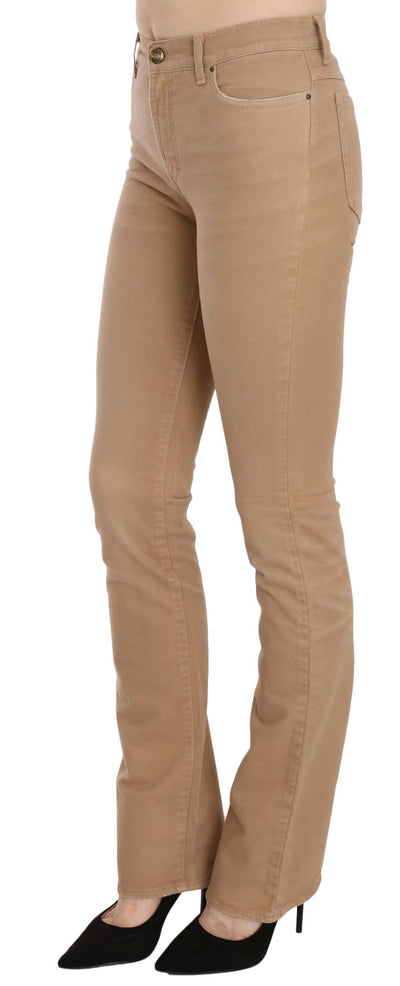 Just Cavalli Bruine Katoenen Stretch Mid Waist Skinny Broek
