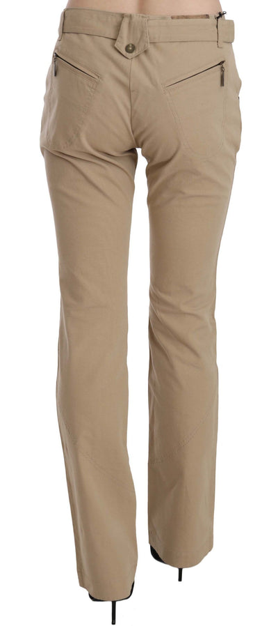 Just Cavalli Beige Katoenen Middelhoge Taille Rechte Broek