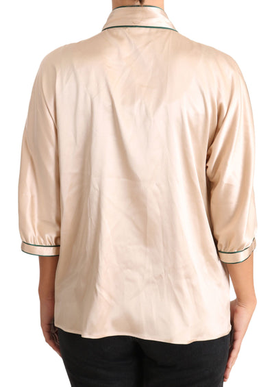 Chemisier en soie stretch beige à ruban Dolce &amp; Gabbana