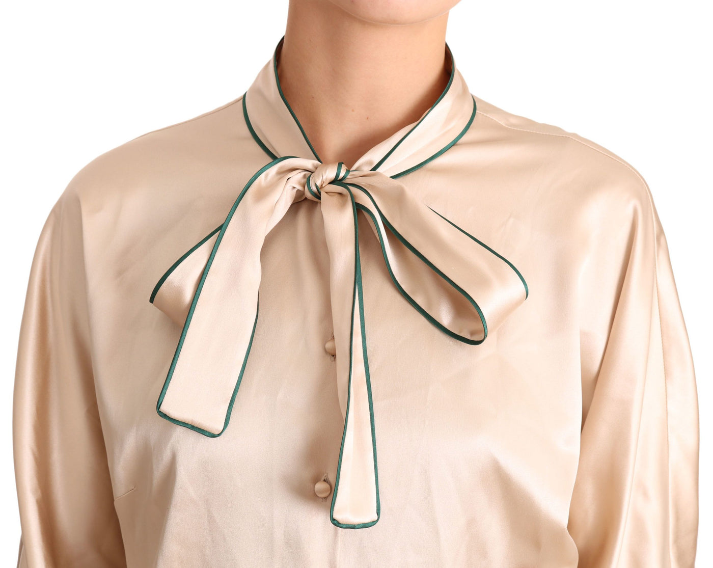 Chemisier en soie stretch beige à ruban Dolce &amp; Gabbana