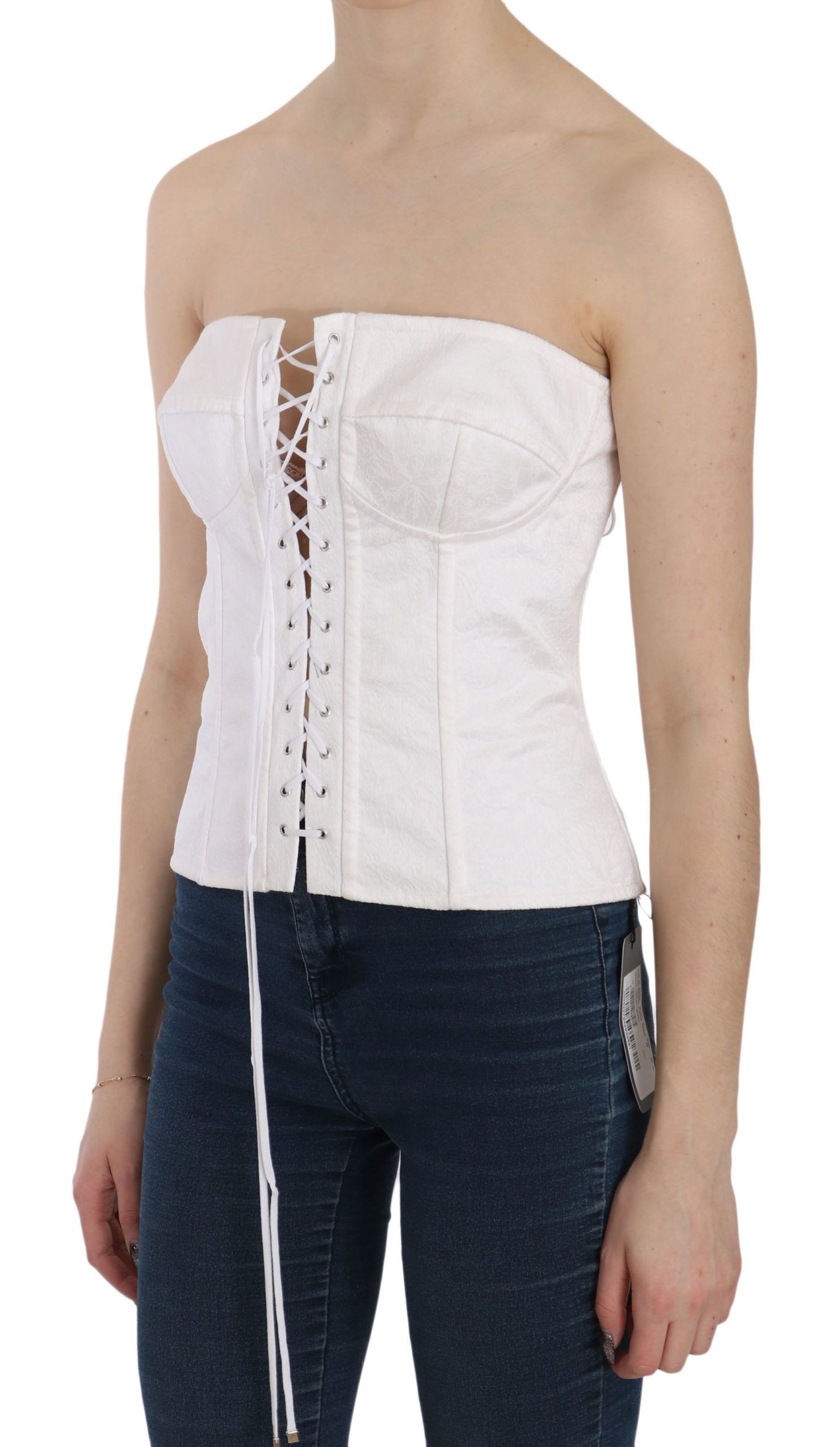 Dolce &amp; Gabbana - Corset bustier en coton blanc PALERMO