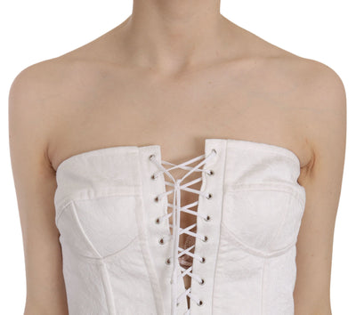Dolce &amp; Gabbana - Corset bustier en coton blanc PALERMO