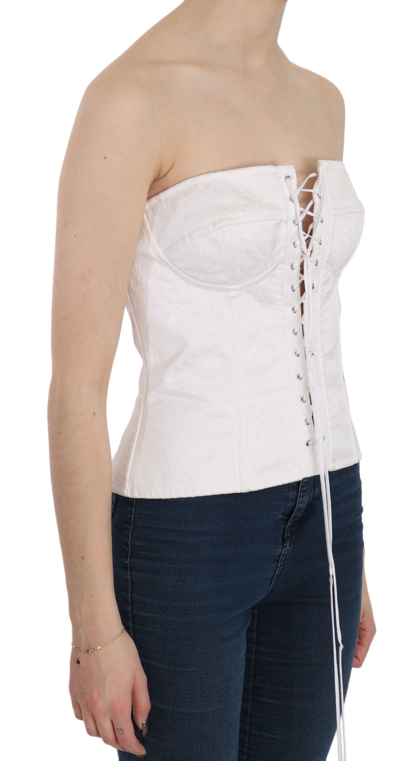 Dolce &amp; Gabbana - Corset bustier en coton blanc PALERMO
