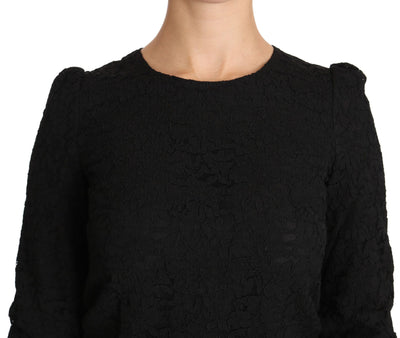Chemisier zippé en dentelle florale noire Dolce &amp; Gabbana