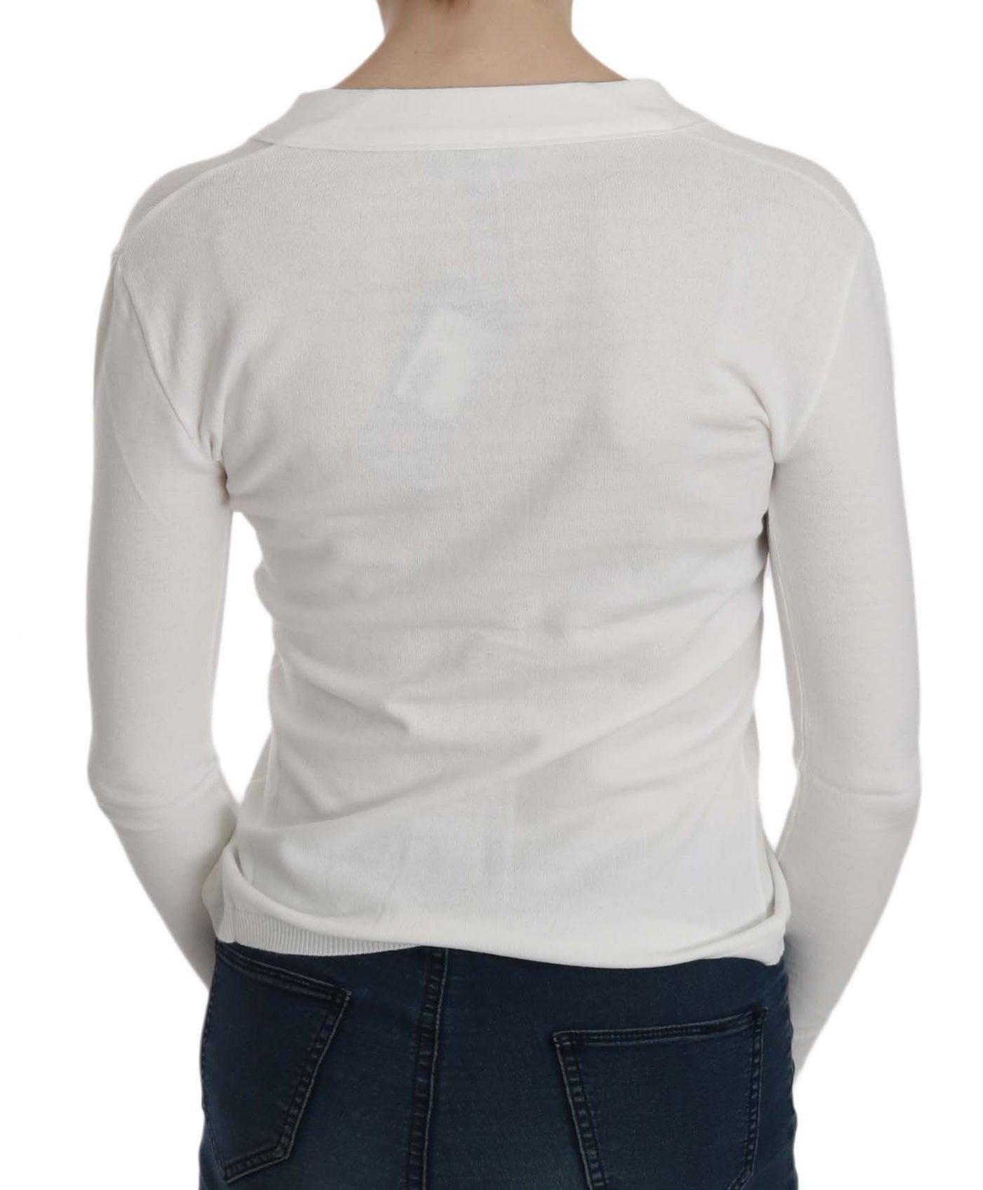 BYBLOS Witte V-hals Lange Mouw Cropped Cardigan Tops Trui