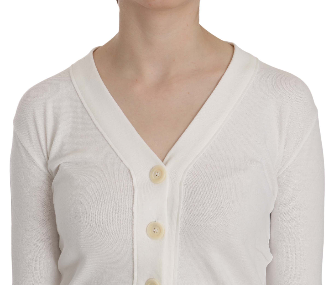 BYBLOS Witte V-hals Lange Mouw Cropped Cardigan Tops Trui