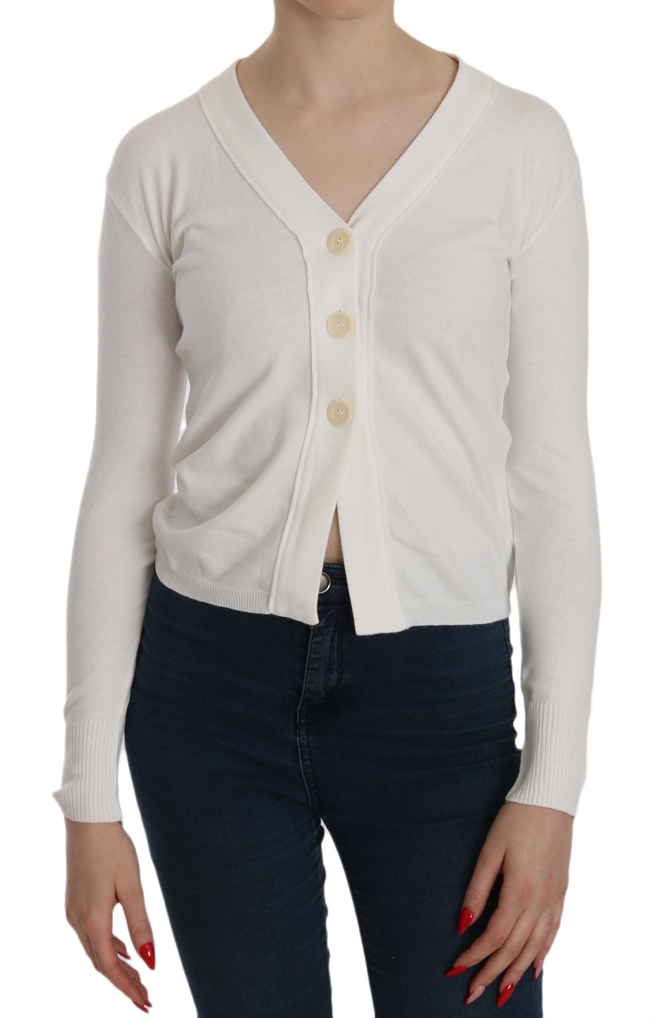 BYBLOS Witte V-hals Lange Mouw Cropped Cardigan Tops Trui
