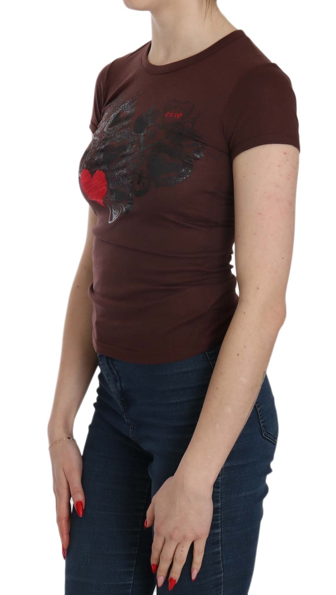 T-shirt décontracté à manches courtes Exte Brown Hearts